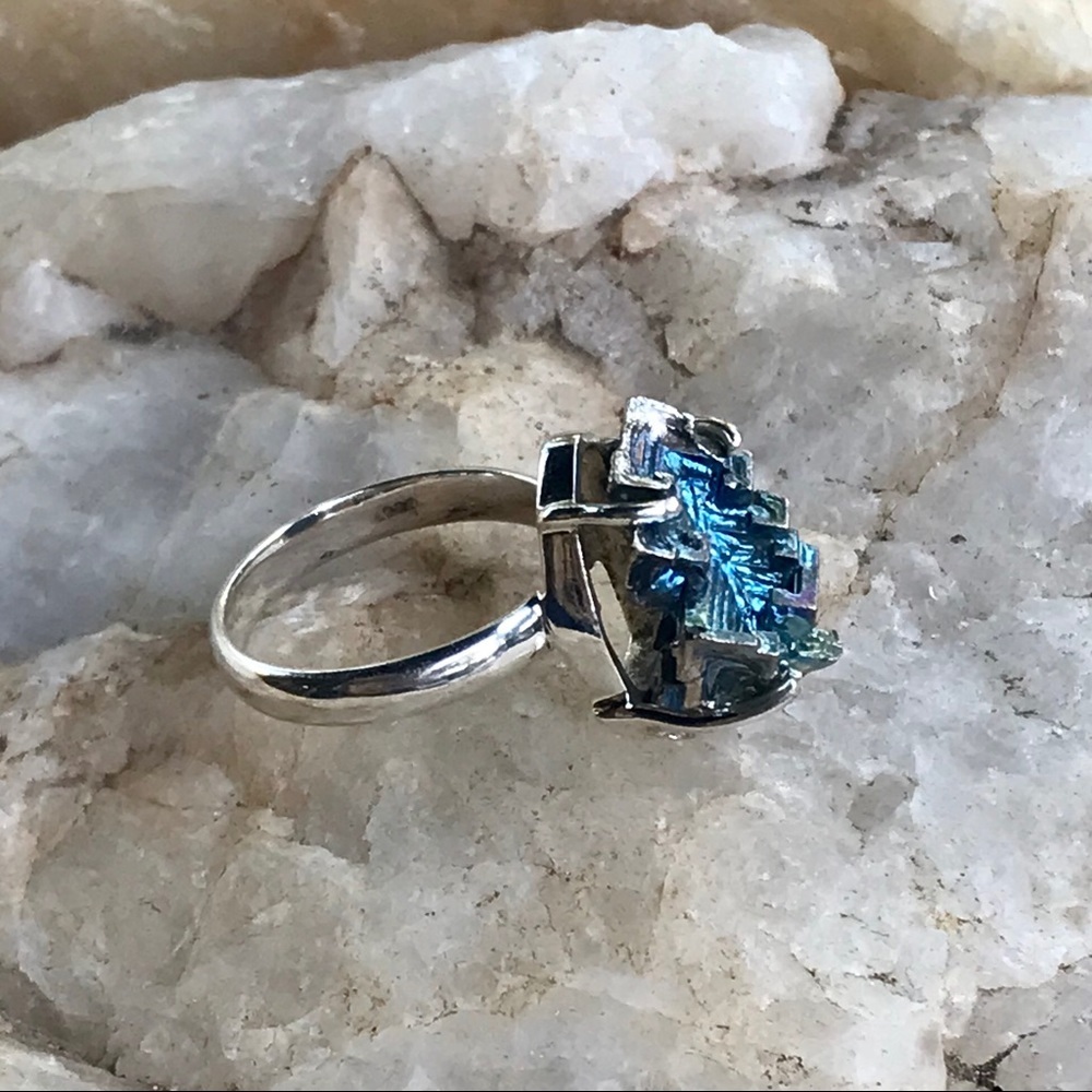 BISMUTH CRYSTAL 925 sterling silver ring size 7 - Picture 9 of 10